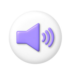 Purple Megaphone Speaker Icon On White Button 3d