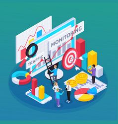 Seo Monitoring Isometric Composition