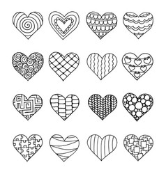 Set Of Nine Hand Drawn Heart Handdrawn Rough