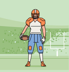 American Football Man Character Players In Action