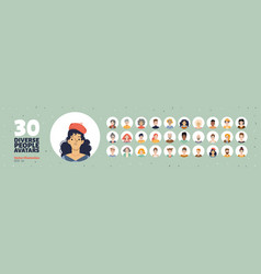 Set Of People Avatars Round Icons With Faces