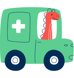 Dinosaur In Ambulance Car