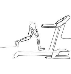 Legs Running On A Treadmill Minimal Concept Line