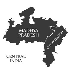 Central India Region Map Labelled Black