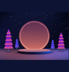 Christmas 3d Podium Display Mockup With Neon