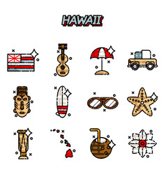 Retro set of Hawaiian icons and symbols Royalty Free Vector