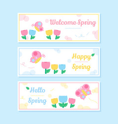 Hello Spring Flower Banner Set