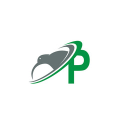 Letter P With Kiwi Bird Logo Icon Design