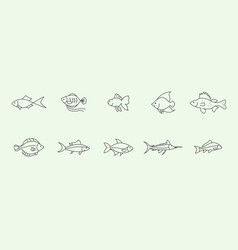 Set Fish Line Art Minimalist Icon Design Logo