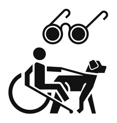 Blind Man Wheelchair Dog Icon Simple Style