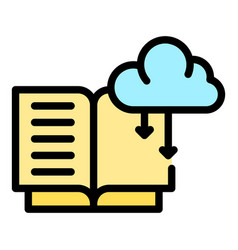 Cloud Digital Reading Icon Flat