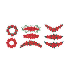 Floral Frame Border Red Poinsettia Flower Divider