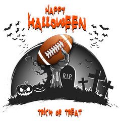 Happy Halloween Zombie Hand With A Football Ball