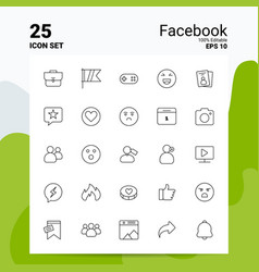 25 Facebook Icon Set 100 Editable Eps 10 Files