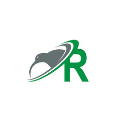 Letter R With Kiwi Bird Logo Icon Design