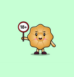 Cute Cartoon Cookies Holding 18 Plus Sign Board