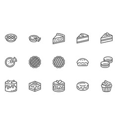 Pies And Cakes Line Icons Set