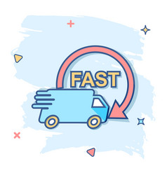 Cartoon Truck Car Icon In Comic Style Fast