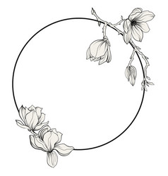 Circle Frame With Magnolia Flowers