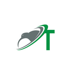 Letter T With Kiwi Bird Logo Icon Design