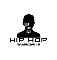 Silhouette Man Using Cap Hip Hop Musician Logo