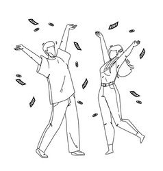 Under Money Rain Dancing Man And Woman