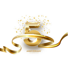 Anniversary 5 Gold 3d Numbers