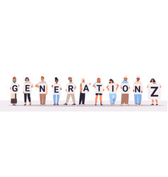 Mix Race People Holding Generation Z Letters New