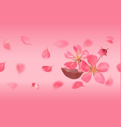 Pink blossoming cherry branches with bokeh effect Vector Image