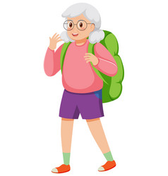 Senior Woman Tourist With Backpack