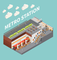 Subway Metro Station Isometric Composition