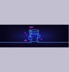 Tea With Bag Line Icon Hot Drink Sign Neon Light