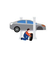 A Mechanic Is Changing Car Tire