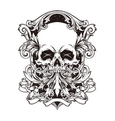 Angry Skull Frame Ornaments Silhouette