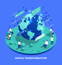 Digital Transformation Isometric Composition