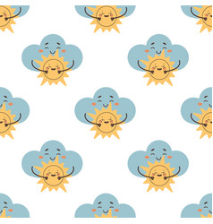 Seamless Pattern Sad Cloud Hugging The Sun