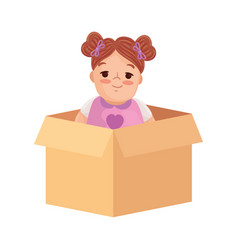 Cute Doll Toy On Box Carton In White Background