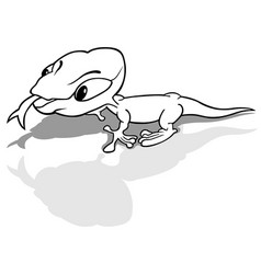 Drawing Of A Crawling Lizard With Tongue Out