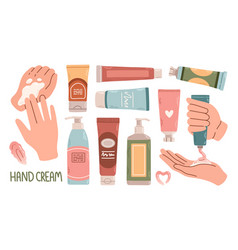 Hand Cream Set Skincare Flat Design