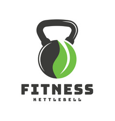 Kettle Bell Leaf Combination Design Logo Fitness