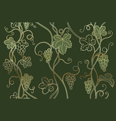 Seamless Gold Grapes Four Vine Pattern