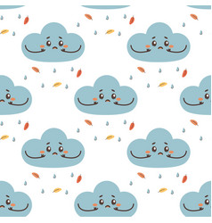 Seamless Pattern Sad Cloud Crying Rain