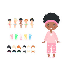 African American Chibi Girl Dressed In Pajamas