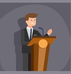 Man With Blazer Suit Speaking At Podium Flat