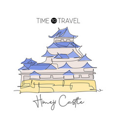 One Single Line Drawing Himeji Castle Landmark