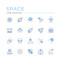 Set Color Line Icons Of Space