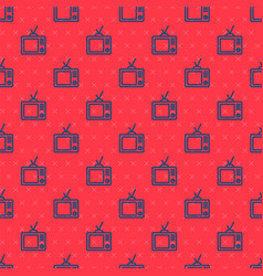 Blue Line Retro Tv Icon Isolated Seamless Pattern