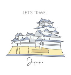 One Continuous Line Drawing Himeji Castle