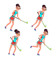 Young Woman Field Hockey Player Grass