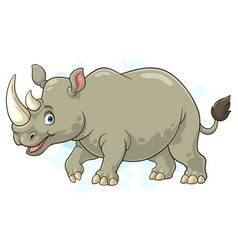 Cartoon Mascot Rhinoceros Isolated On White